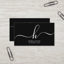 Elegante Monograma Inicial de Nome em Preto e Bran