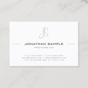 Cartão De Visita Elegante Monograma Moderno Simples Profissional