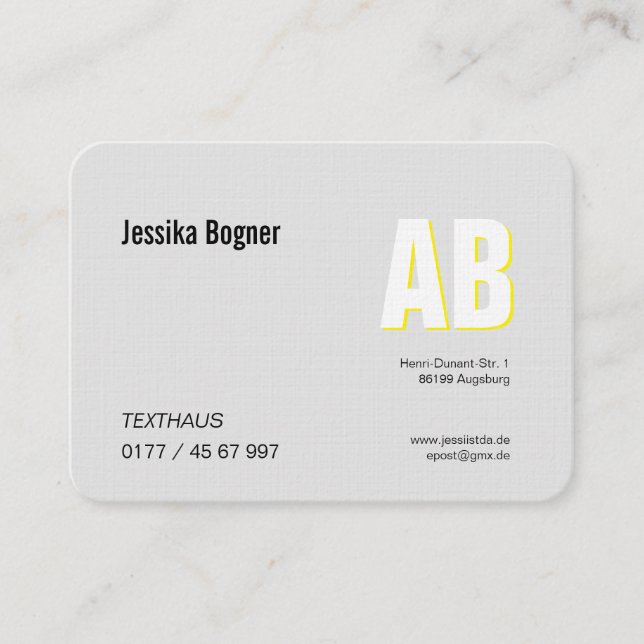 Cartão De Visita Elegante Monograma Visitenkarten (Frente)