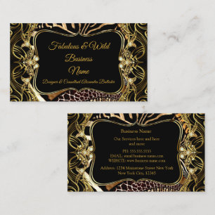 Cartão De Visita Elegante Na moda moderno, Dourado animal selvagem