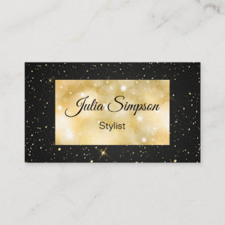 Cartão De Visita Elegante, Na moda, Preto e Dourado, Brilhante, Est