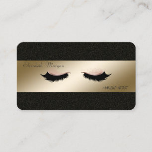 Cartão De Visita Elegante Na moda, Preto, Lashes Faux, Artista Make