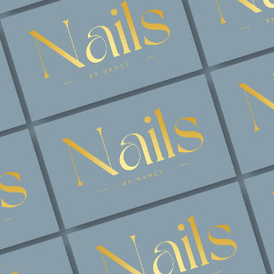 Cartão De Visita Elegante Nail Salon Dusty Blue