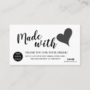 Cartão De Visita Elegante obrigado preto e branco que você fez com