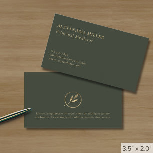 Cartão De Visita Elegante Olive Green