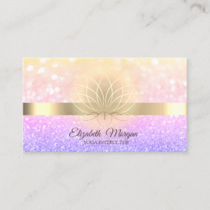 Cartão De Visita Elegante Ombre Bokeh Dourado, Instrutora de Yoga L
