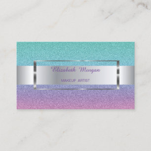 Cartão De Visita Elegante Ombre Glitter Listrado Fashion , Moldura