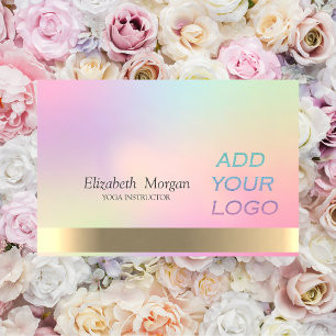 Cartão De Visita Elegante Ombre Holográfico Adicione Seu Logotipo