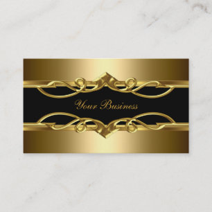 Cartão De Visita Elegante Ornamentado Clássico Dourado Sobre Preto