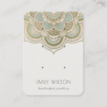 Elegante Ornamentado Dourado Teal Mandala 3 Earraç