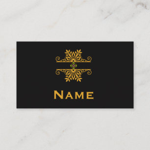 Cartão De Visita Elegante Ornamento Floral Dourado Estilo Barroco