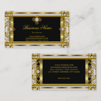 Cartão De Visita Elegante ouro branco preto