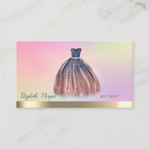 Cartão De Visita Elegante Ouro, Vestido Chic Holográfico