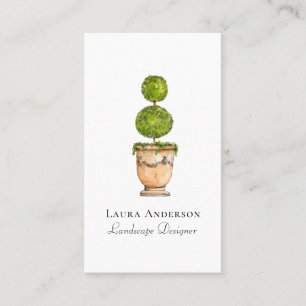 Cartão De Visita Elegante paisagismo em aquarela de topiaria