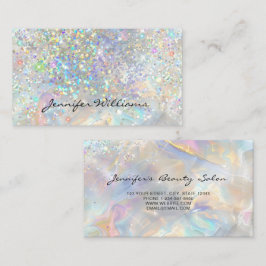 Cartão De Visita Elegante Pastel Holográfico Glitter Mármore