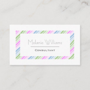 Cartão De Visita Elegante Pastel Stripes White Border Professional