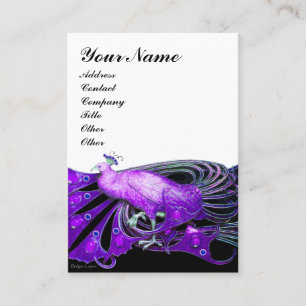 Cartão De Visita ELEGANTE PAVÃO ROXO JOIA Branco