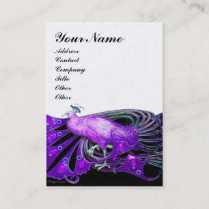 Cartão De Visita ELEGANTE PEACOCK PRETO ROXO Pérola Branca