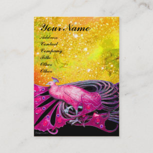 CARTÃO DE VISITA ELEGANTE PINK PEACOCK JEWEL EM ESPELHOS DOURADOS