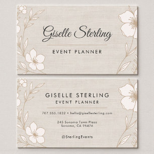 Cartão De Visita Elegante Planejador de Eventos Floral Botânico de