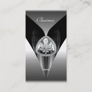 Cartão de Visita Elegante Prata Preto Cromo Elite 