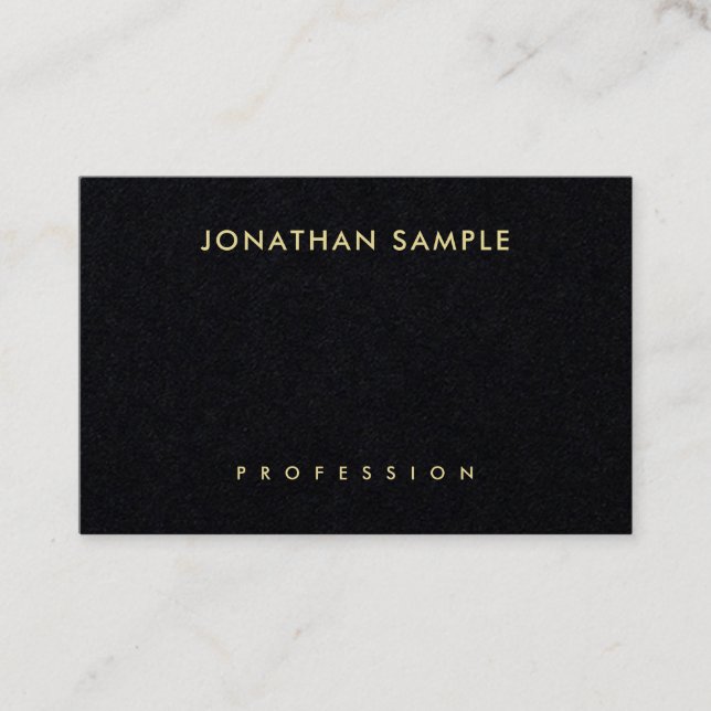 Cartão De Visita Elegante Premium Black Dourado Look Text Modern De (Frente)