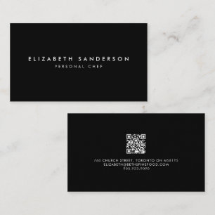 Cartão De Visita Elegante preto e branco CÓDIGO QR Mínimo Ocupado