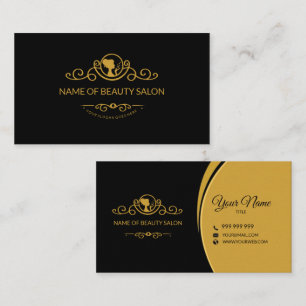 Cartão De Visita Elegante preto e dourado