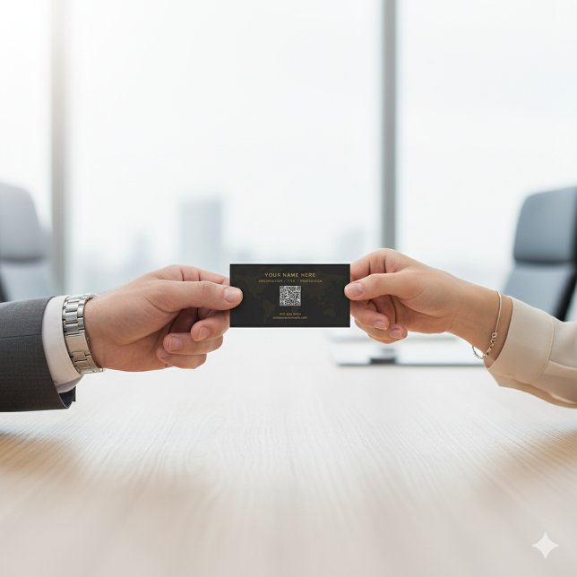 Cartão De Visita Elegante Preto e Dourado Luxo Profissional (Criador carregado)