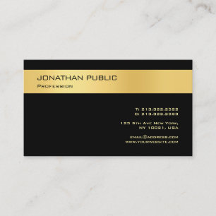 Cartão De Visita Elegante, preto e Dourado, Modelo minimalista