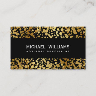 CARTÃO DE VISITA ELEGANTE PROFESIONAL NEGRO GOTAS DORADAS