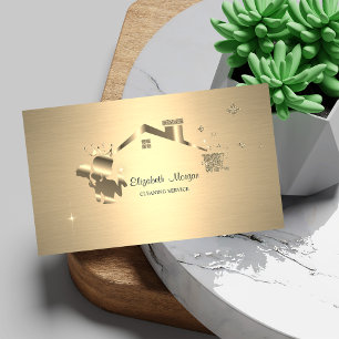 Cartão De Visita Elegante Professional Maid Clearing House Dourado