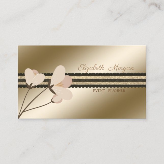 Cartão De Visita Elegante Professional Na moda Moderno, Floral (Frente)