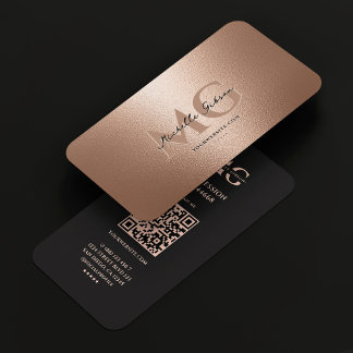 Cartão De Visita Elegante Professional Rosegold Black Modern