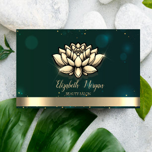 Cartão De Visita Elegante Profissional Chic Verde Lótus
