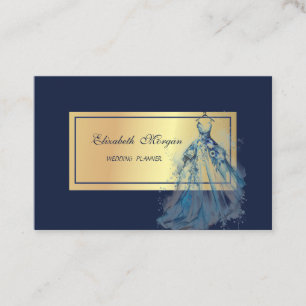 Cartão De Visita Elegante Profissional Chique, Vestido Azul