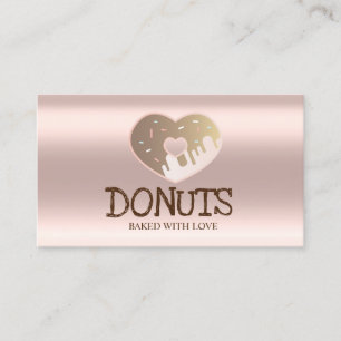 Cartão De Visita Elegante Profissional, Dourado Rosa, Donuts, Padar