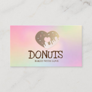 Cartão De Visita Elegante Profissional Iridescente, Donuts, Padaria