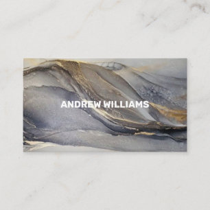 Cartão De Visita Elegante profissional moderna Cinza Dourada Marble