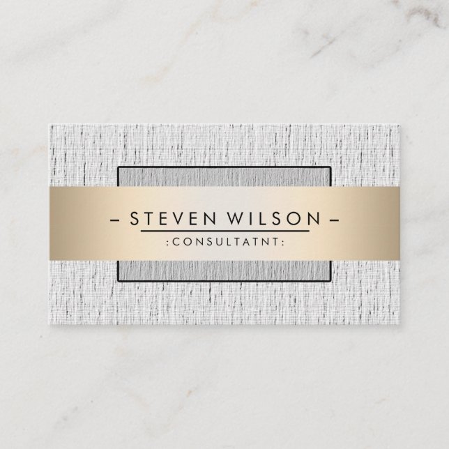 Cartão De Visita Elegante profissional moderno e sutil Linen (Frente)