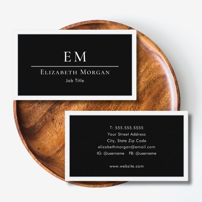 Cartão De Visita Elegante Profissional Monograma Simples Minimalist (Criador carregado)