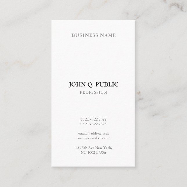 Cartão De Visita Elegante Profissional Simples e Moderno Minimalist (Frente)