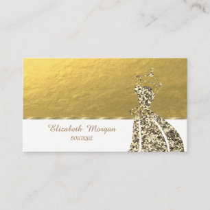 Cartão De Visita Elegante Profissional, Vestido Glitter Dourado Chi