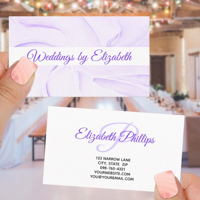 Cartão De Visita Elegante Purple Pastel Event Planner Professional (Criador carregado)