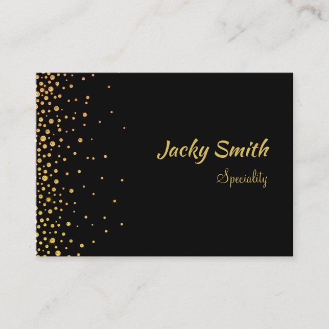 Cartão De Visita Elegante qr code preto e ouro moderno (Frente)