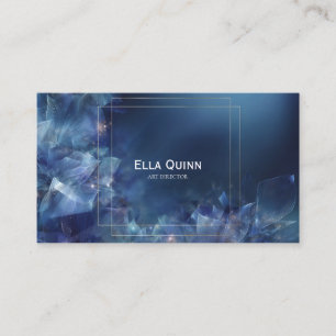 Cartão De Visita Elegante Quadro Abstrato Cristalino Azul Etéreo