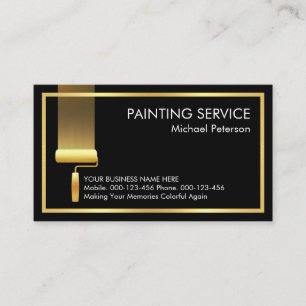 Cartão De Visita Elegante Quadro Simples de Pintor em Ouro