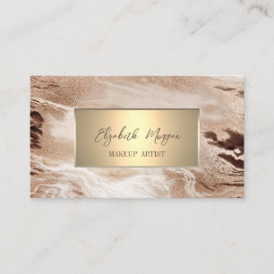 Cartão De Visita Elegante Quadro Simples Dourado, Dourado Marrom