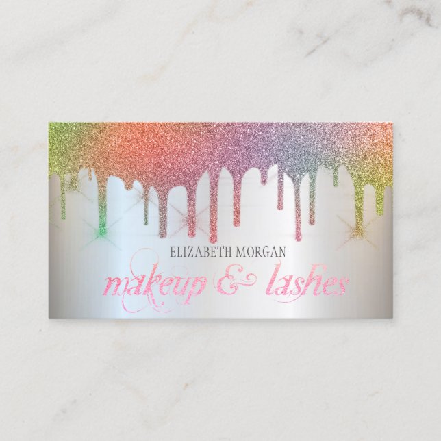 Cartão De Visita Elegante Rainbow Glitter Drives Professional Moder (Frente)