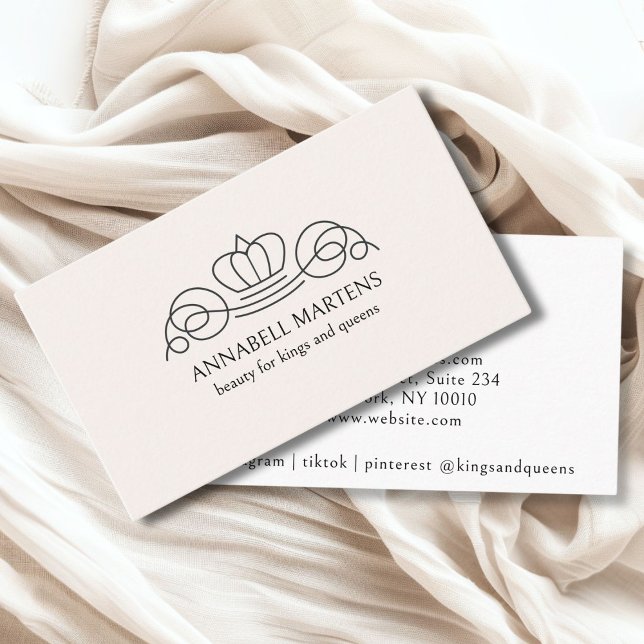 Cartão De Visita Elegante, real, salão, bege (Elegant, royal, salon beige crown business card)